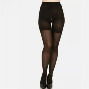 NWT Love Your Assets By Sara Blakely Black Wishbone Shaping Tights, Size 2 (M)
